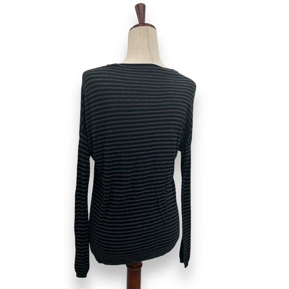Vince Black and Gray Striped Crew Neck Sweater - Picture 6 of 9
